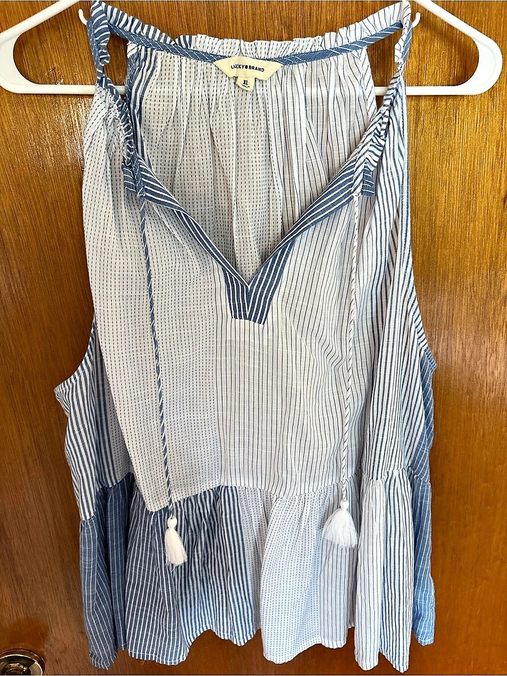 Lucky Brand Striped Tank Top in Blue & White Size XL Like New